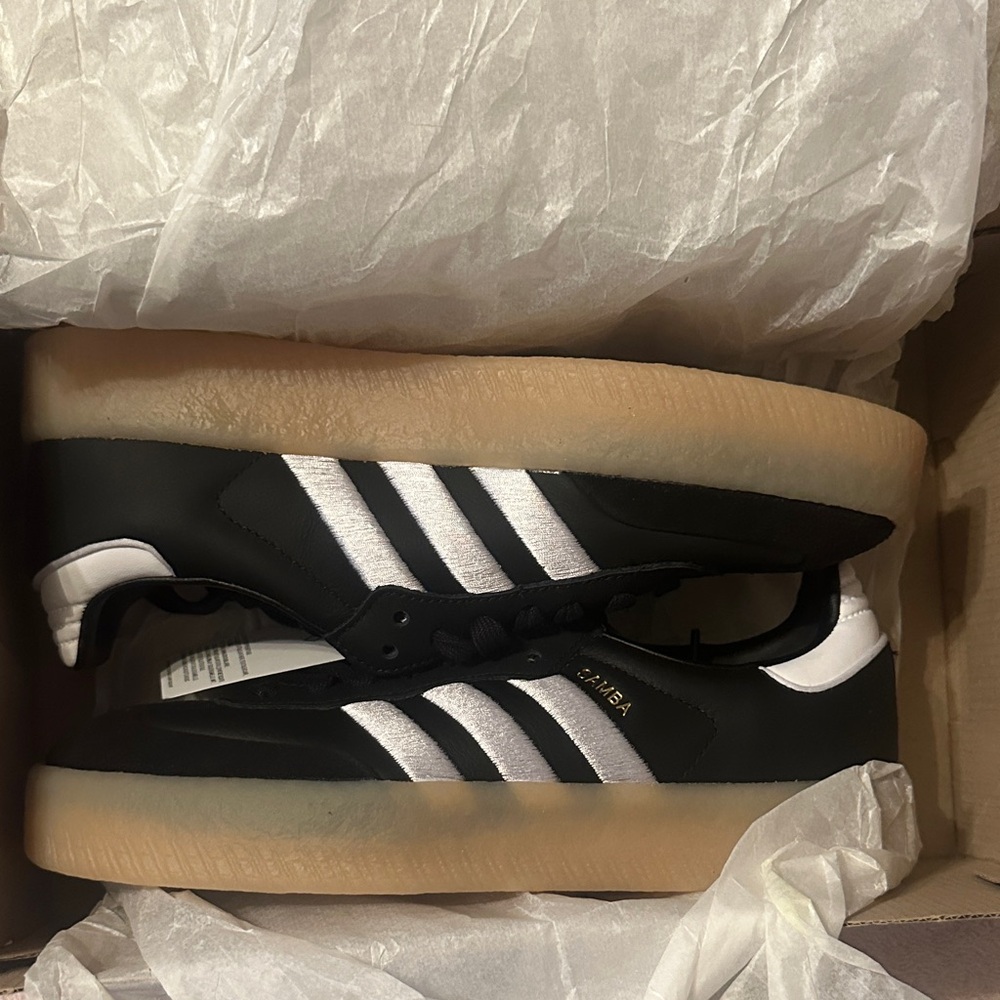 Adidas Sambae W Black and Silver Sneakers size 7 1/2.